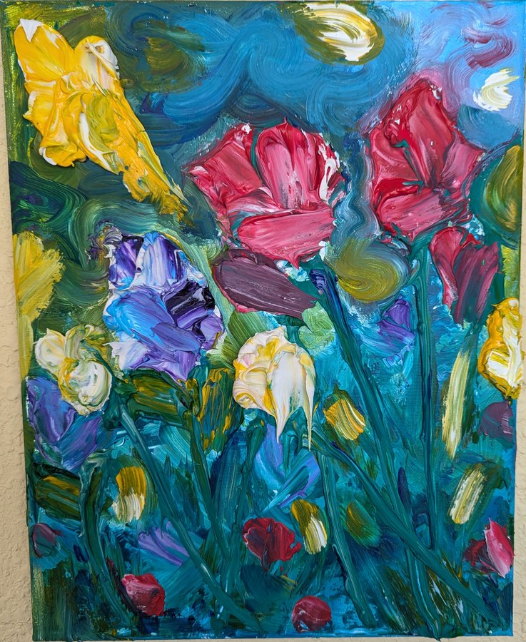 Wildflower Field, poppies & iris by Rachel Streetman